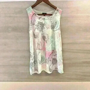 Talbots Womens Linen Blend Thin Sweater Tank Top Floral Sz‎ S Petite Beachy